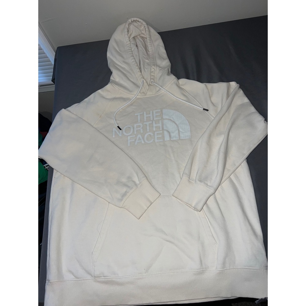 The North Face Womens Half Dome Pullover Hoodie Cream Off White XL Sweatshirt